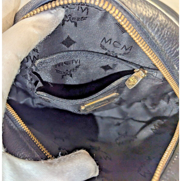 MCM Bag Black Tambourine Shoulder Crossbody Bag Authentic Vintage Purse Round - Picture 12 of 16